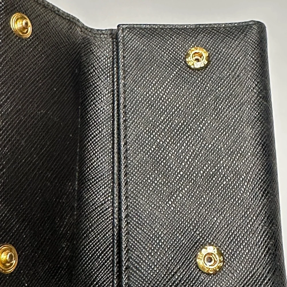 Prada Black Leather Card Wallet Key Holder